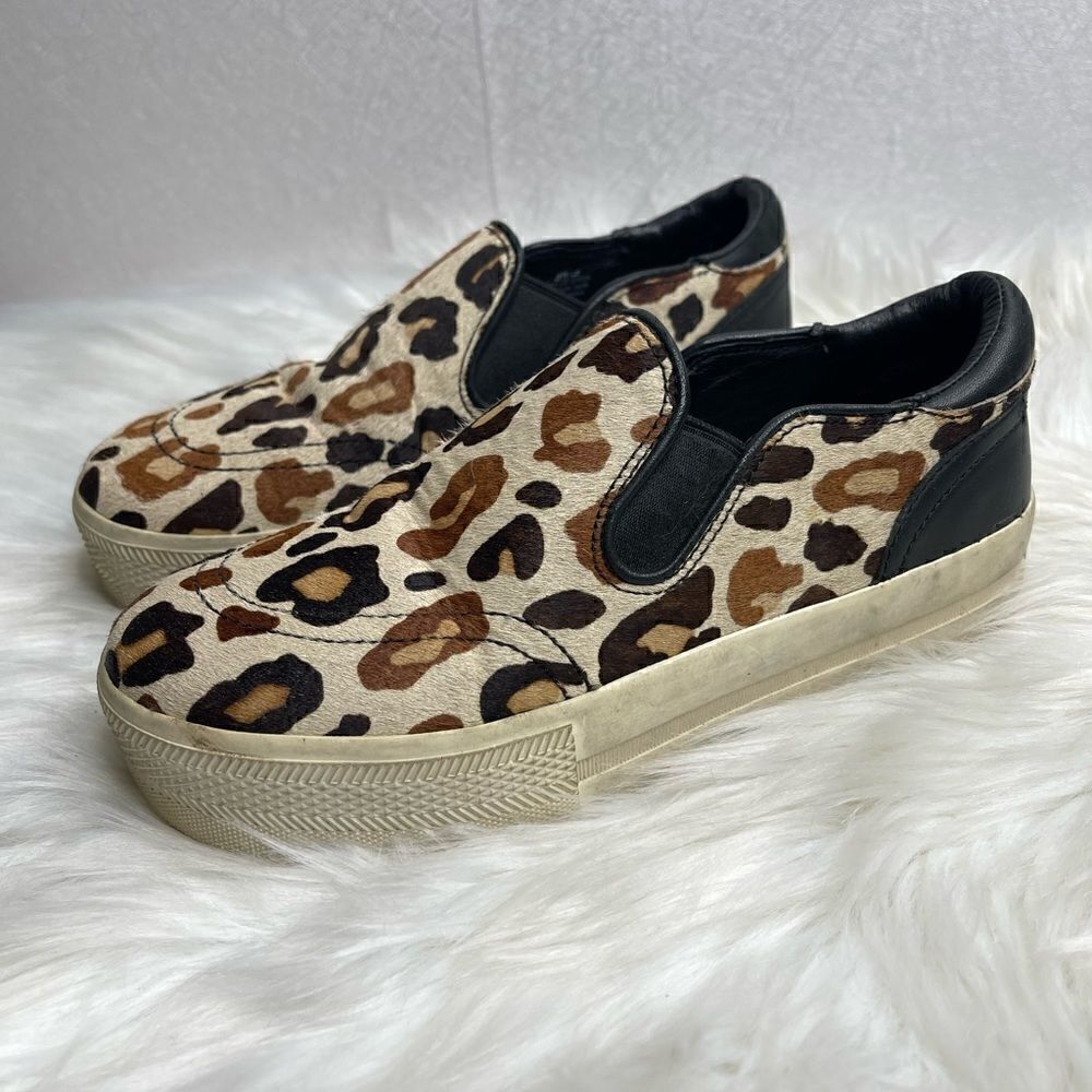 Ash Jungle Leopard Print Platform Slip On Calf Hair Shoes 37